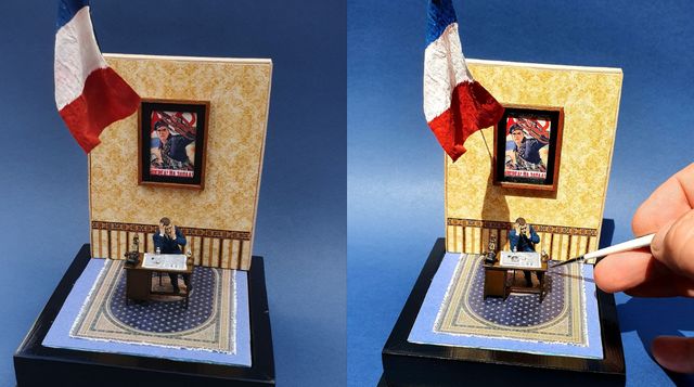 Занепокоєний Макрон: литовський митець створив мініатюру і потролив президента Франції - фото 507571