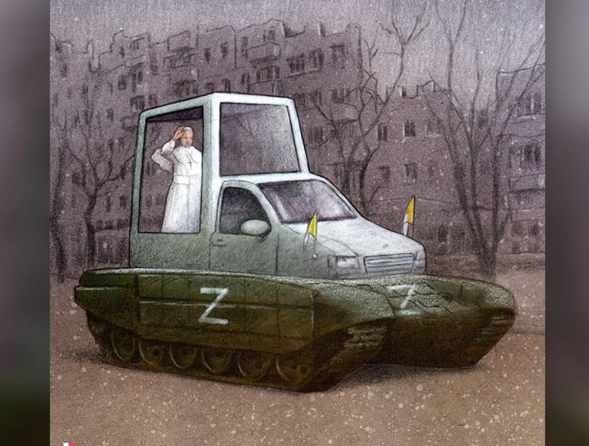З літерою Z: польський журнал зобразив Папу Римського на російському танку