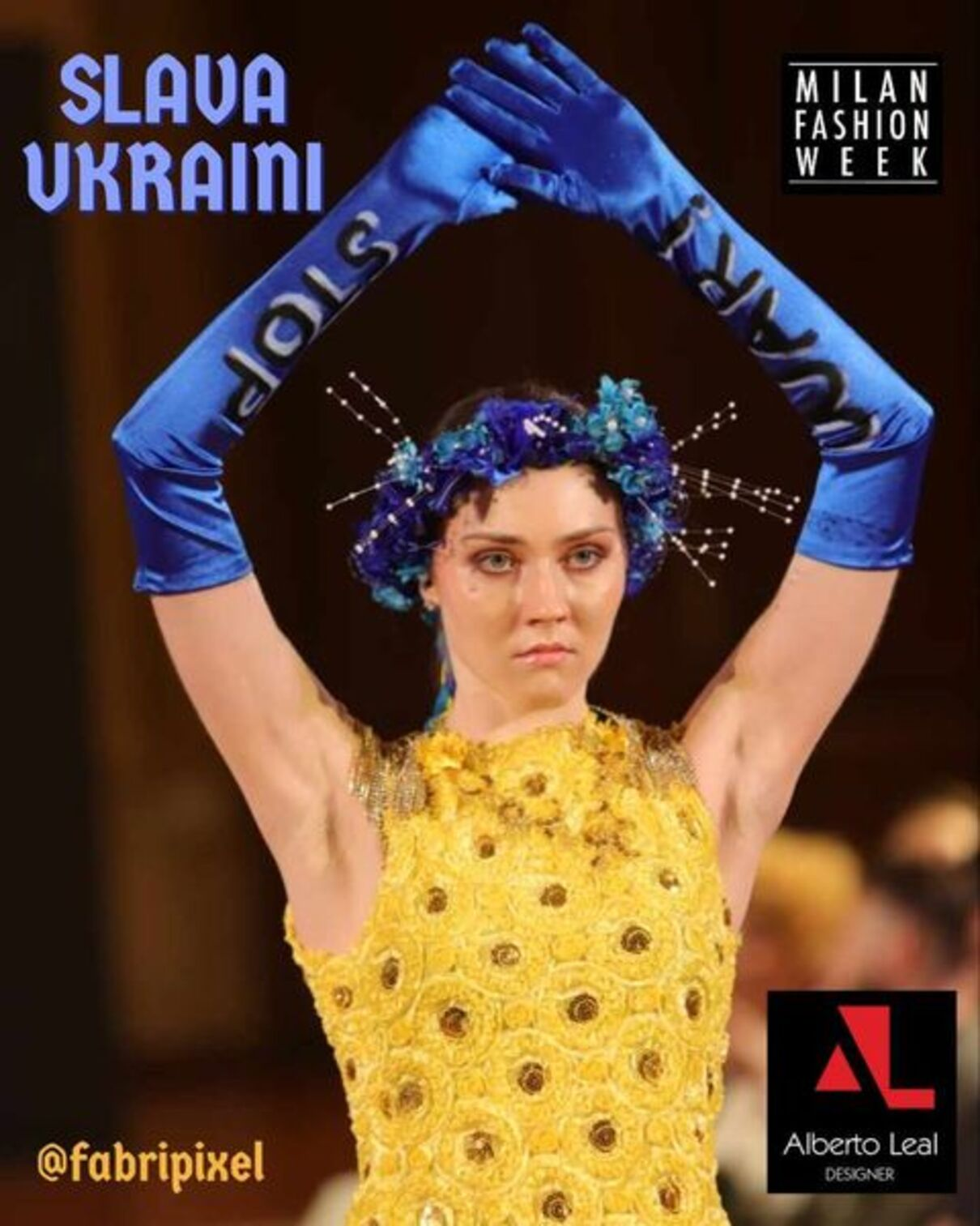 Milan Fashion Week: Дар`я Шахова з Донеччини відкрила показ у патріотичній сукні