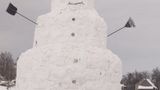 Волинянин зліпив 6-метрового сніговика-гіганта на городі