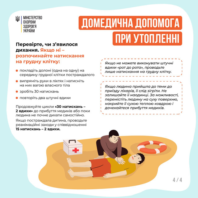 Домедична допомога при утопленні: важлива інструкція від МОЗ - фото 543419