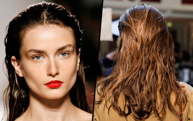 Вологе зачесане укладання – стильна зачіска на літо- фото 557483