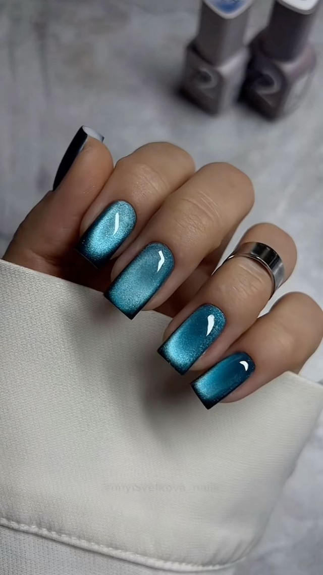 Дизайн манікюру 'котяче око' - фото 579213