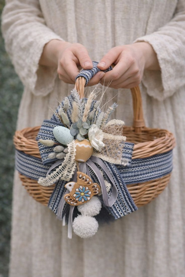 Як стильно прикрасити великодній кошик - фото 608361